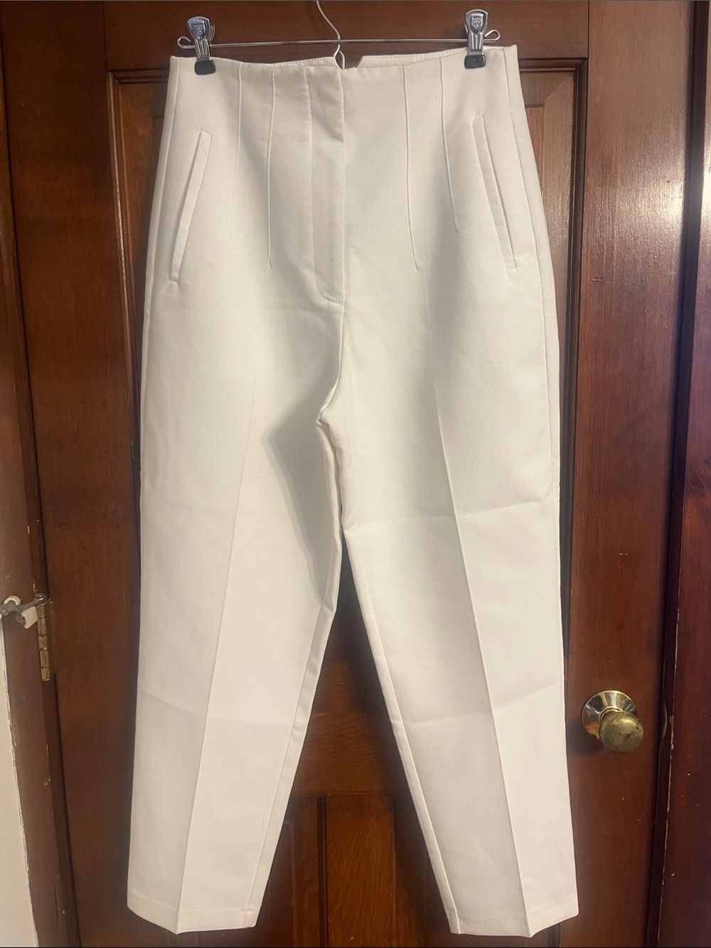Zara Cream High-Rise Tailored Trousers